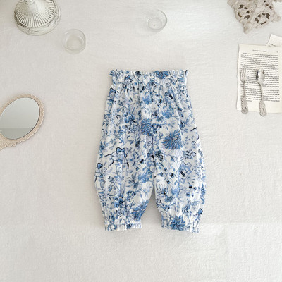 Angoubebe 232K05 Βρεφικά κοριτσάκια casual floral στάμπα μακρύ παντελόνι που φοράει το καλοκαίρι