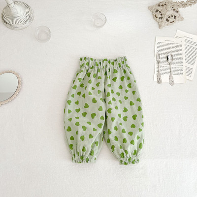 Angoubebe 232K05 Βρεφικά κοριτσάκια casual floral στάμπα μακρύ παντελόνι που φοράει το καλοκαίρι