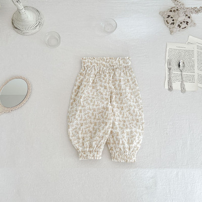 Angoubebe 232K05 Βρεφικά κοριτσάκια casual floral στάμπα μακρύ παντελόνι που φοράει το καλοκαίρι