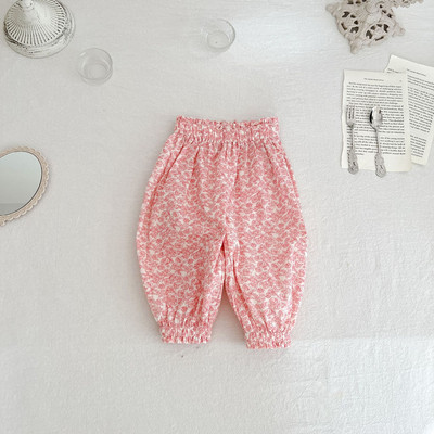 Angoubebe 232K05 Βρεφικά κοριτσάκια casual floral στάμπα μακρύ παντελόνι που φοράει το καλοκαίρι