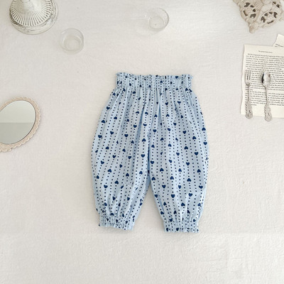 Angoubebe 232K05 Βρεφικά κοριτσάκια casual floral στάμπα μακρύ παντελόνι που φοράει το καλοκαίρι