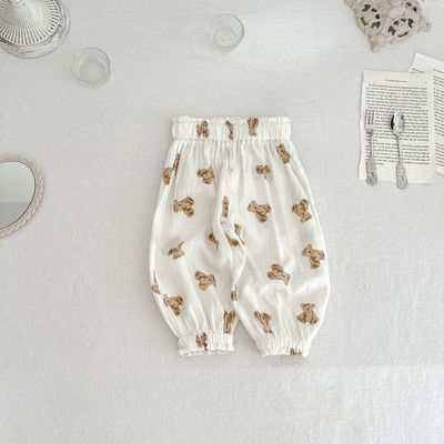 Angoubebe 232K05 Βρεφικά κοριτσάκια casual floral στάμπα μακρύ παντελόνι που φοράει το καλοκαίρι