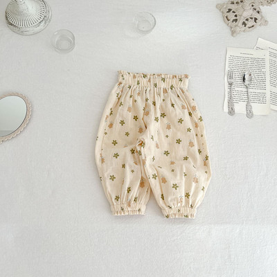 Angoubebe 232K05 Βρεφικά κοριτσάκια casual floral στάμπα μακρύ παντελόνι που φοράει το καλοκαίρι