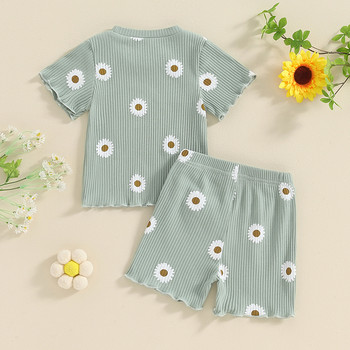 Citgeett Summer Kids Toddler Girls Shorts Sets Short Sleeve Floral Print Горнища Шорти Комплекти дрехи
