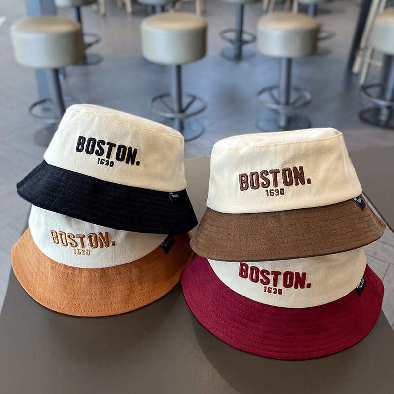 Бебешка шапка с бродирана буква, лятна панама с широка периферия, шапка за слънце за момче, момиче, корейски регулируем шнур, детски рибарски шапки