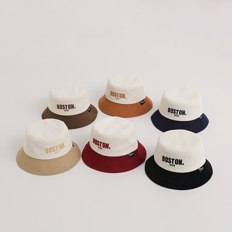 Бебешка шапка с бродирана буква, лятна панама с широка периферия, шапка за слънце за момче, момиче, корейски регулируем шнур, детски рибарски шапки