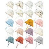 Νέο Baby Baby Bowknot Bowknot Bucket Hat Παιδικό Αντηλιακό Καπέλα εξωτερικού χώρου Boy Girl Print Panama Hat Unisex Καπέλο ψαρέματος παραλίας για 3-12 εκατ.
