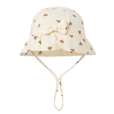 Νέο Baby Baby Bowknot Bowknot Bucket Hat Παιδικό Αντηλιακό Καπέλα εξωτερικού χώρου Boy Girl Print Panama Hat Unisex Καπέλο ψαρέματος παραλίας για 3-12 εκατ.