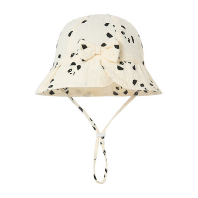 Νέο Baby Baby Bowknot Bowknot Bucket Hat Παιδικό Αντηλιακό Καπέλα εξωτερικού χώρου Boy Girl Print Panama Hat Unisex Καπέλο ψαρέματος παραλίας για 3-12 εκατ.
