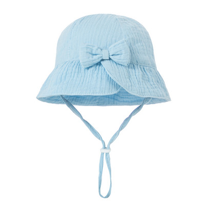 Νέο Baby Baby Bowknot Bowknot Bucket Hat Παιδικό Αντηλιακό Καπέλα εξωτερικού χώρου Boy Girl Print Panama Hat Unisex Καπέλο ψαρέματος παραλίας για 3-12 εκατ.