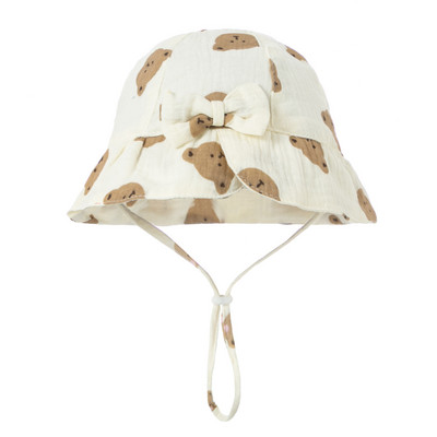 Νέο Baby Baby Bowknot Bowknot Bucket Hat Παιδικό Αντηλιακό Καπέλα εξωτερικού χώρου Boy Girl Print Panama Hat Unisex Καπέλο ψαρέματος παραλίας για 3-12 εκατ.