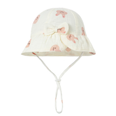 Νέο Baby Baby Bowknot Bowknot Bucket Hat Παιδικό Αντηλιακό Καπέλα εξωτερικού χώρου Boy Girl Print Panama Hat Unisex Καπέλο ψαρέματος παραλίας για 3-12 εκατ.