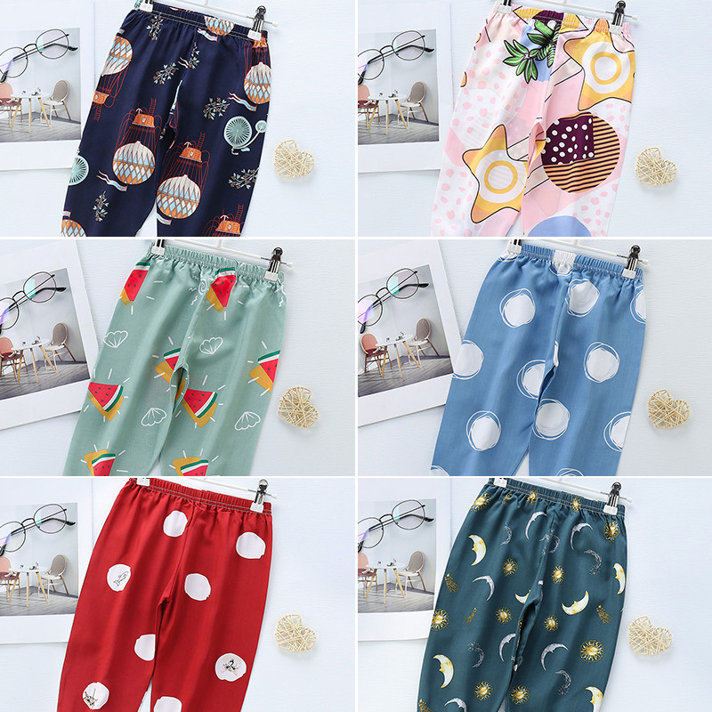 Пролетни детски панталони Момиче Момче Сладки щамповани дишащи памучни детски ежедневни панталони Меки тънки удобни домашни пижами за малки деца
