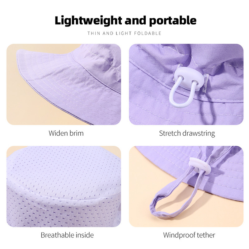 Бебешка слънчева шапка Бебешка слънчева шапка за момичета и момчета Ваканция на открито Покривало за уши за врата Анти UV Детски плажни шапки Капачка с кофа 3-8 години подарък