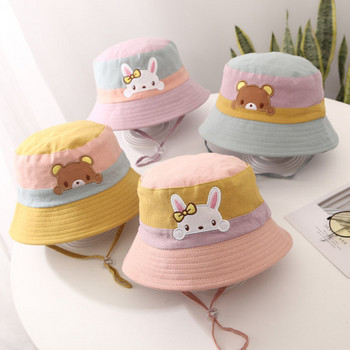 Сладко зайче Baby Bucket Cap за момче Момиче Cartoon Bear Toddler Fisherman Hat Summer Outdoor Kids Panama Sun Hats Gorras 1-5Y