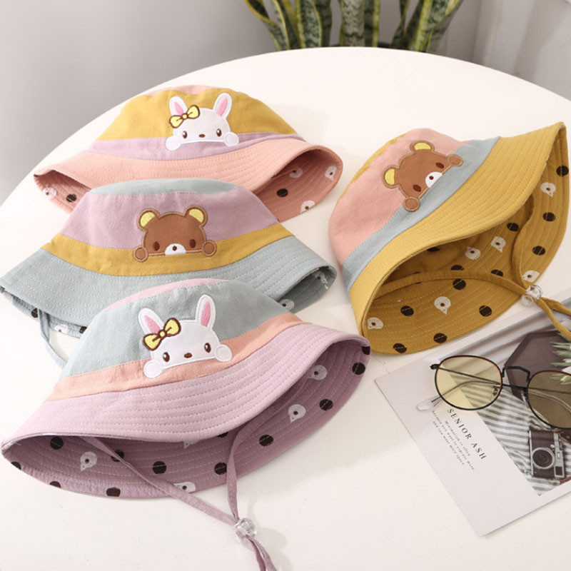 Сладко зайче Baby Bucket Cap за момче Момиче Cartoon Bear Toddler Fisherman Hat Summer Outdoor Kids Panama Sun Hats Gorras 1-5Y