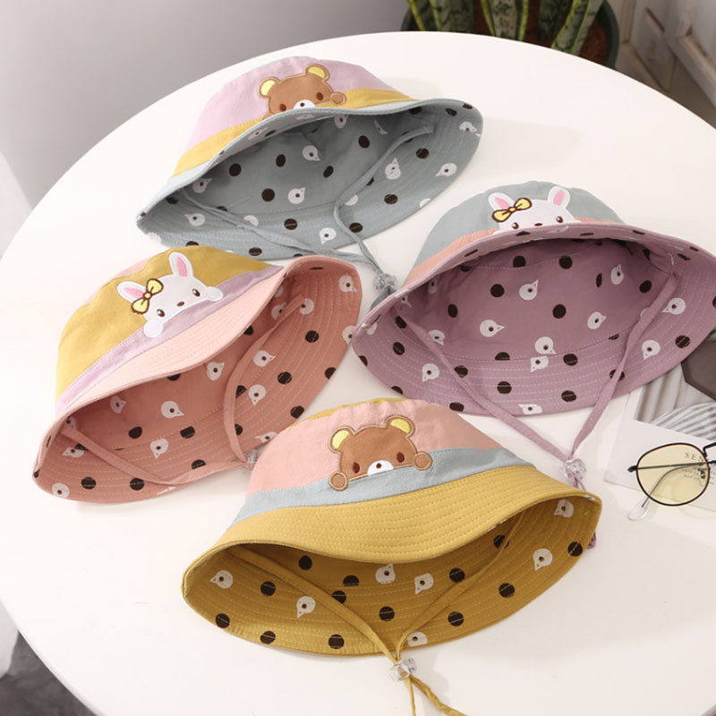Сладко зайче Baby Bucket Cap за момче Момиче Cartoon Bear Toddler Fisherman Hat Summer Outdoor Kids Panama Sun Hats Gorras 1-5Y