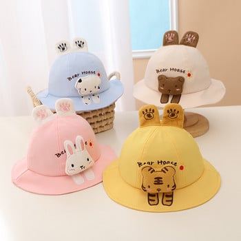 Анимационни животни Бебешка шапка с кофа Сладка тънка памучна лятна рибарска шапка Деца за деца на открито Слънцезащитна шапка за мивка
