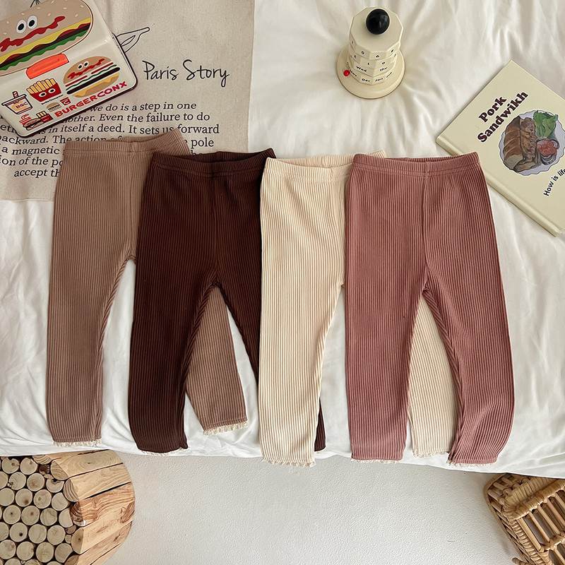 Milancel Тесни дантелени еластични клинове за бебета за момичета с дантела Direcoted Basic Outwear Pants за 0-3 години