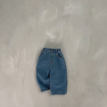 22319 Корейски бебешки панталони 2024 Пролет Лято Бебешки дънки за момче Изчистени универсални дънкови панталони за момиченца Свободни широки панталони