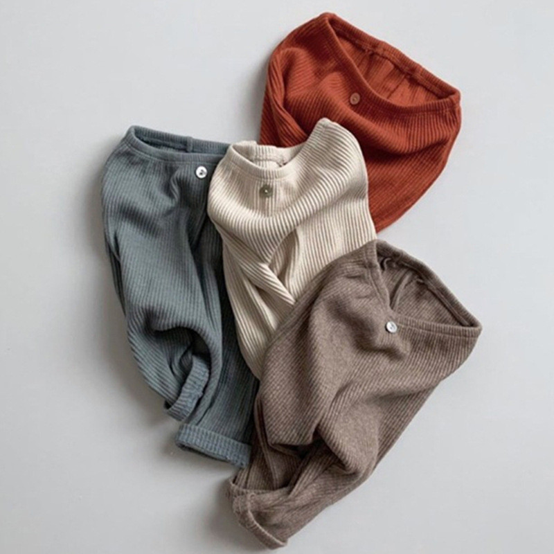 Бебешко облекло Панталони в корейски стил Памучни еластични ежедневни едноцветни модерни пролетни есенни бебешки семпли клинове с пълна дължина