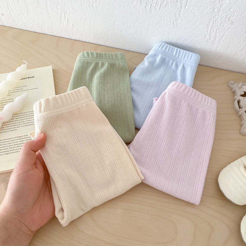 2024 г. Корейски летни панталони за новородено момиче, климатик, еластична талия, плътен муселин, готини панталони за бебета, момичета, панталони за момичета, панталони за момичета