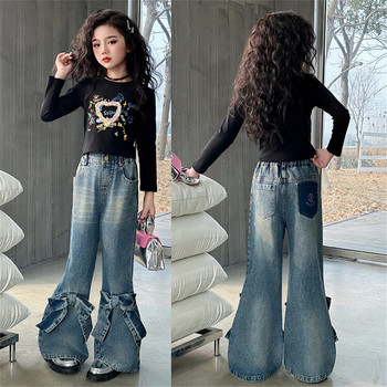 Youngsters Bow Jeans Κοριτσίστικα Φαρδιά Παντελόνια Μόδα Κοριτσίστικα Τζιν Παιδικά Τζιν Παιδικά Παιδικά Παντελόνια Casual 24A26