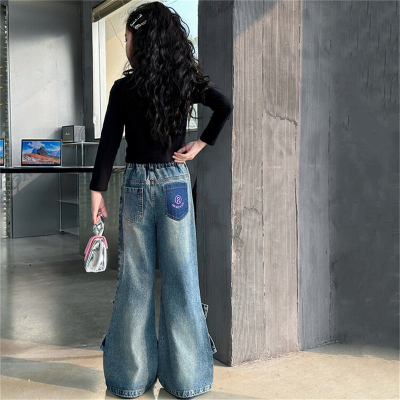 Младежки панталони с панталони Момичета с кльощави панталони Модни дънки за момичета Детски дънки Детски ежедневни панталони 24A26