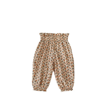 Baby Girls Jogger Pants 2024 Summer Small Floral Αντικουνουπικά Παντελόνια για βρέφη κοριτσίστικα Παντελόνια για νήπια με εμπριμέ μουσελίνα
