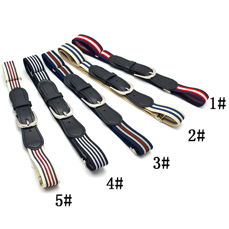 Gyermek rugalmas öv csíkos állítható deréköv Bőr takaró tűcsat gyerekeknek Baba kisgyermek divatos nadrág Jean nadrág