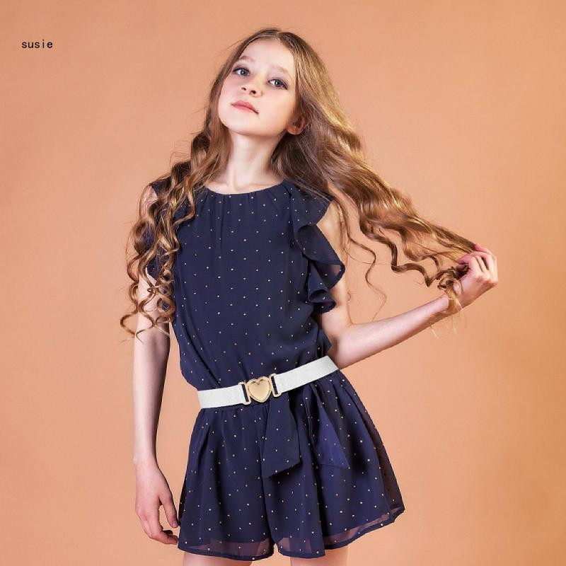 X7YA elastne vöökoht tüdrukutele, lastele, dekoratiivne vöökoht, südamekujuline pandlaga reguleeritav kleidi vöökoht lastele