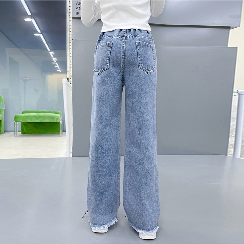 IENENS Kids Baby Girls Clothing Toddler Wild Leg Jeans Slim Fit Denim Pants Детско ежедневно облекло Панталони Долнища 4-13 години