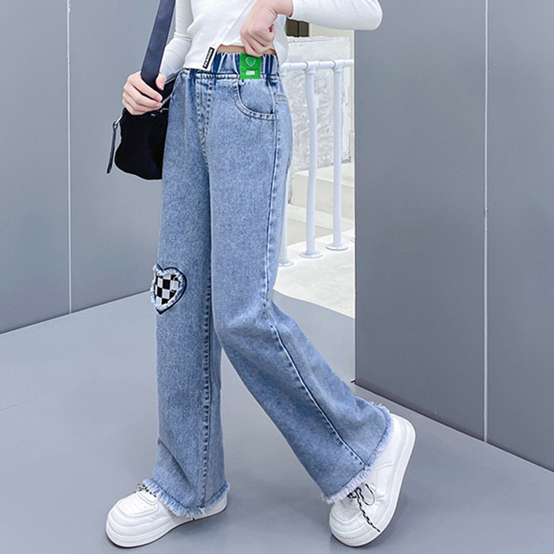 IENENS Kids Baby Girls Clothing Toddler Wild Leg Jeans Slim Fit Denim Pants Детско ежедневно облекло Панталони Долнища 4-13 години