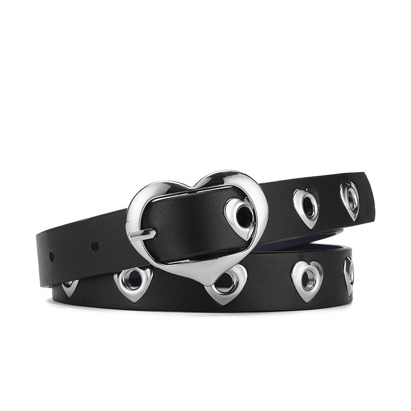 нов детски колан Детски сладък прасковен сърце с катарама от изкуствена кожа колани за момичета Love Heart Eyelet Grommet Колан за талията Плътен колан