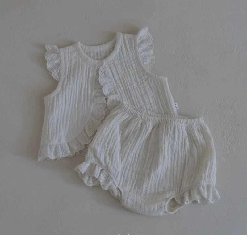 2024. aasta suvine uus beebitüdruku varrukateta kardiganide komplekt imikute vest + lühikesed püksid, 2 tk. ülikond, puuvillasest lõngast väikelapse vabaaja hingavad rõivad