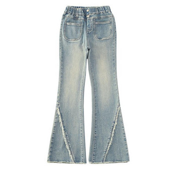 IENENS Fashion Flared Jeans Girl Пролет Есен Вталени панталони с висока талия Ретро Y2K Street Детски дънкови панталони за 6-13 години