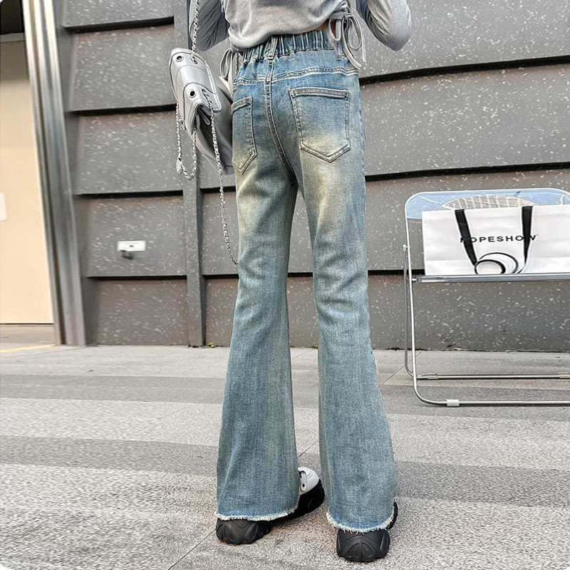 IENENS Fashion Flared Jeans Girl Пролет Есен Вталени панталони с висока талия Ретро Y2K Street Детски дънкови панталони за 6-13 години