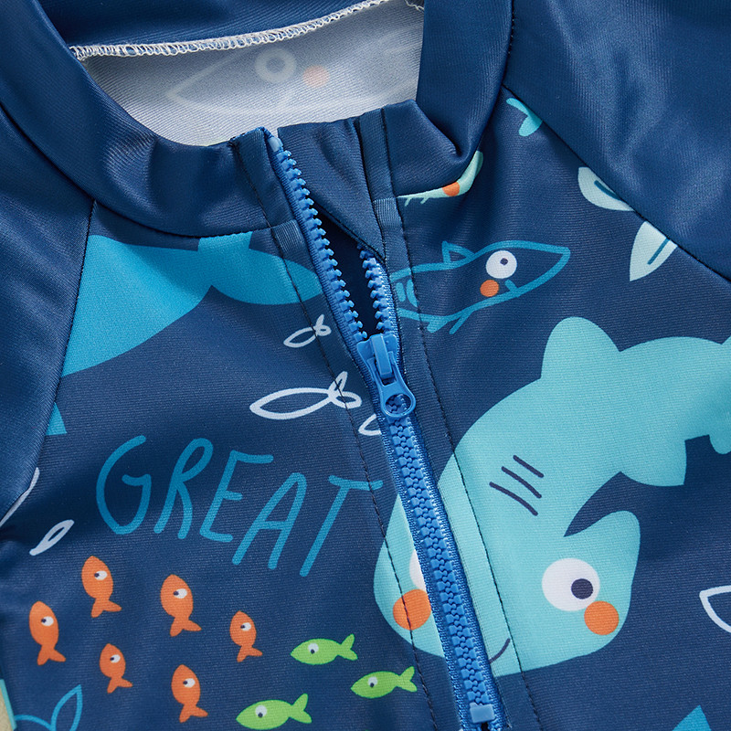 Dječji, dječački, dječački, komplet za zaštitu od osipa, majica kratkih rukava s printom morskog psa i šeširom, kupaći kostim, ljetni kupaći kostim