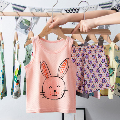 Παιδικές πιτζάμες για αγόρια 2 3 4 5 6 7 8 9 Y Girls Sleepwear Dinosaur Clothing Καλοκαιρινό αμάνικο μπλουζάκι + σορτς κοστούμι Παιδικό γιλέκο