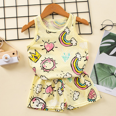 Παιδικές πιτζάμες για αγόρια 2 3 4 5 6 7 8 9 Y Girls Sleepwear Dinosaur Clothing Καλοκαιρινό αμάνικο μπλουζάκι + σορτς κοστούμι Παιδικό γιλέκο