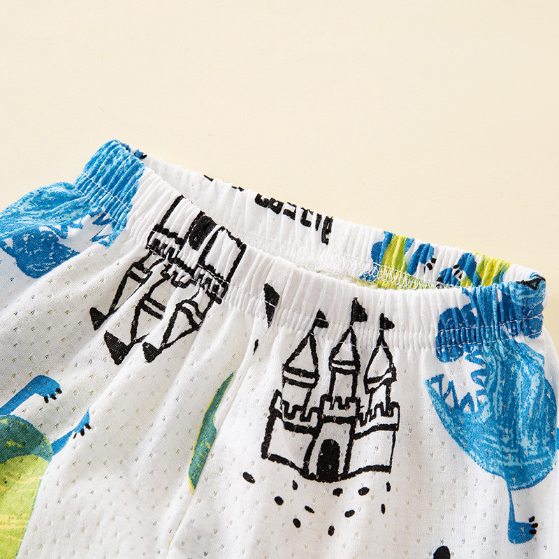 Детски пижами за момчета 2 3 4 5 6 7 8 9 Y Момичета Спално облекло Динозавърско облекло Летен горнище без ръкави + къси панталонки Костюм Детски комплект жилетки