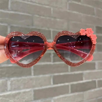 Модни слънчеви очила с форма на сърце за момичета Момчета Сладки анимационни цветя Слънчеви очила Външна защита от слънце Детски прекрасни очила