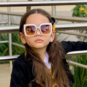Χαριτωμένα παιδικά γυαλιά ηλίου Rhinestone Diamond Παιδικά τετράγωνα σκίαστρα για κορίτσι αγόρι πολύχρωμο φακό αστραφτερά γυαλιά ηλίου Princess Μοντέρνα