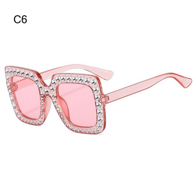 Armsad Laste päikeseprillid Rhinestone Diamond Laste Ruudukujulised päikesevarjud Tüdrukutele Poisile Värvilised läätsed Sädelevad Printsessi Päikeseprillid Trendikad