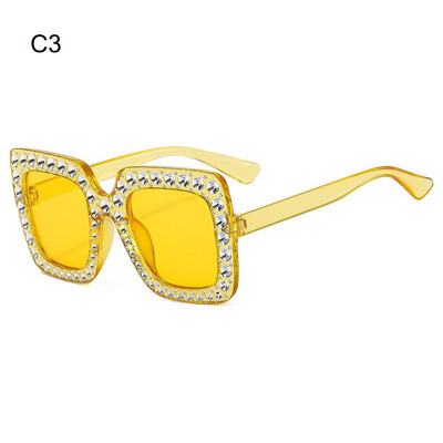 Armsad Laste päikeseprillid Rhinestone Diamond Laste Ruudukujulised päikesevarjud Tüdrukutele Poisile Värvilised läätsed Sädelevad Printsessi Päikeseprillid Trendikad