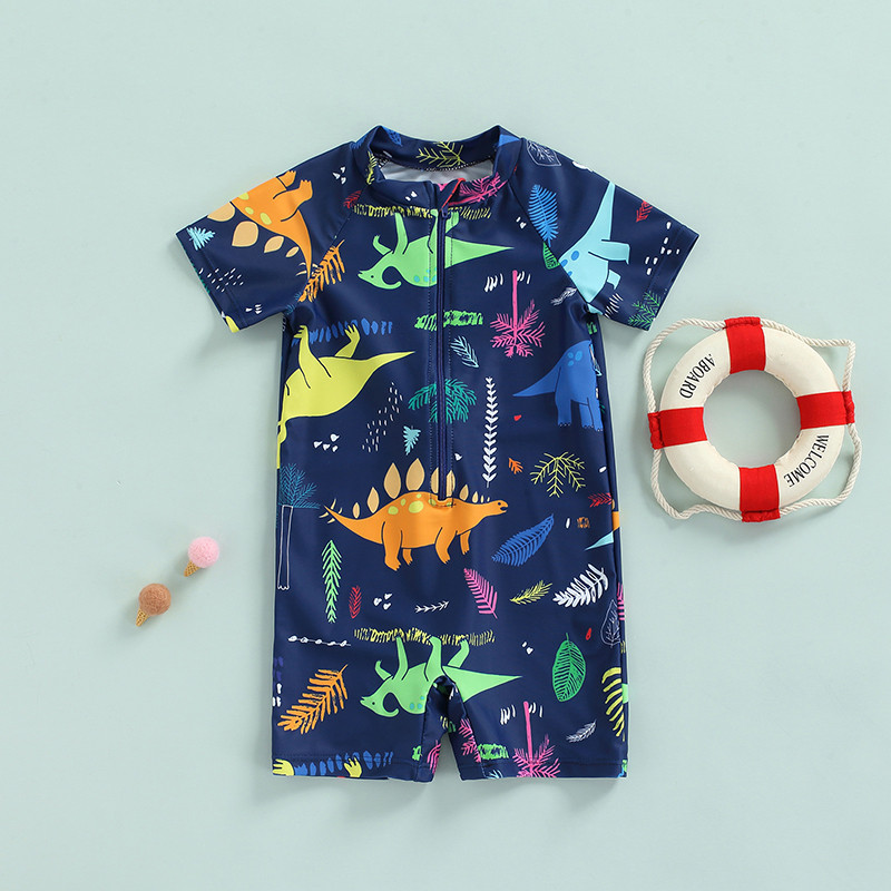 Kupaći kostim za bebe, kupaći kostim za dječake, kupaći kostim za novorođenče, kupaći kostim s printom morskog psa, jednodijelni kupaći kostimi za plažu s patentnim zatvaračem i kratkim rukavima.