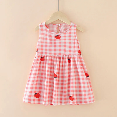 Καλοκαιρινή Παιδική Φούστα Baby Flower Printing Ρούχα Παιδικά Παιδικά Αμάνικα Μπλουζάκια Παιδικά Φορέματα γενεθλίων για κορίτσια