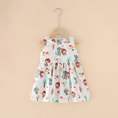 Καλοκαιρινή Παιδική Φούστα Baby Flower Printing Ρούχα Παιδικά Παιδικά Αμάνικα Μπλουζάκια Παιδικά Φορέματα γενεθλίων για κορίτσια