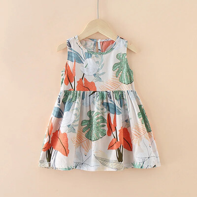 Καλοκαιρινή Παιδική Φούστα Baby Flower Printing Ρούχα Παιδικά Παιδικά Αμάνικα Μπλουζάκια Παιδικά Φορέματα γενεθλίων για κορίτσια