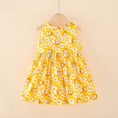 Καλοκαιρινή Παιδική Φούστα Baby Flower Printing Ρούχα Παιδικά Παιδικά Αμάνικα Μπλουζάκια Παιδικά Φορέματα γενεθλίων για κορίτσια